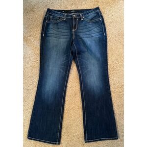 Nine West Jeans Bootcut Dark Wash Embellished‎ Pockets Size 12
